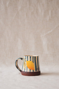 Eloise Rose lemon blue stripe mug