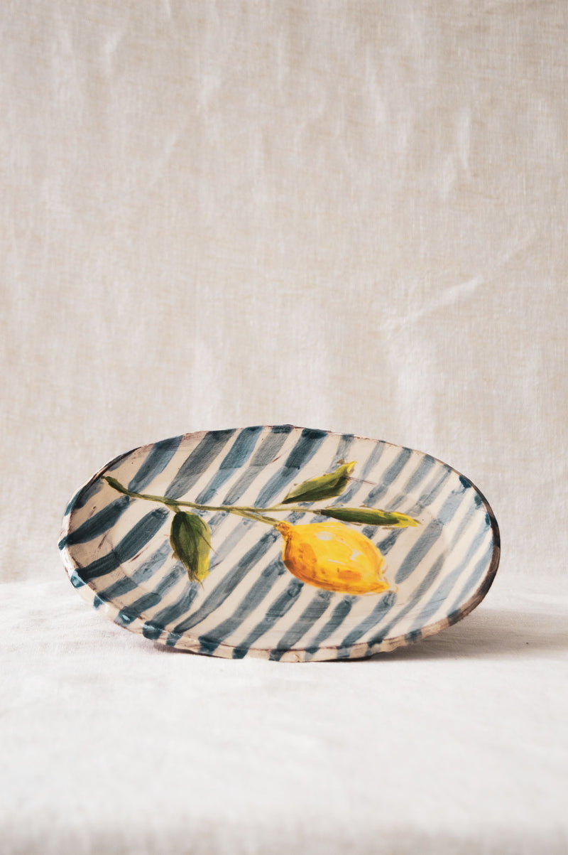 Eloise Rose Lemon stripe platter