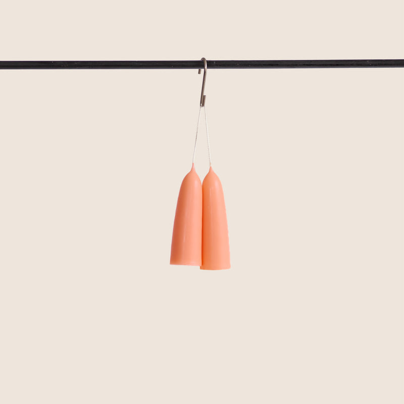 Pair of blush candles hanging made from beeswax, Ondine Ash