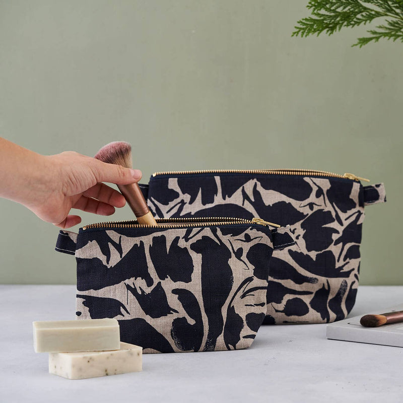 Toiletry Bag - 100% Linen: Navy